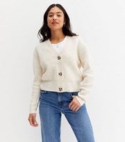New Look Petite Cream Ribbed Knit Button Cardigan